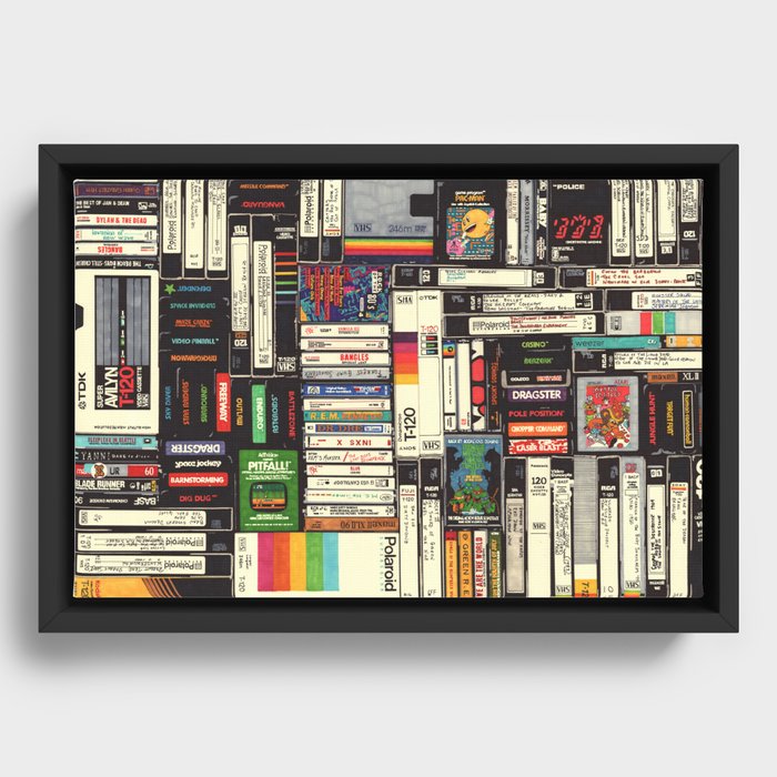 Cassettes, VHS & Video Games Framed Canvas