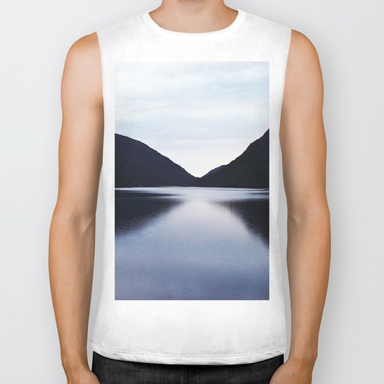 Mountain Lake Reflection Biker Tank