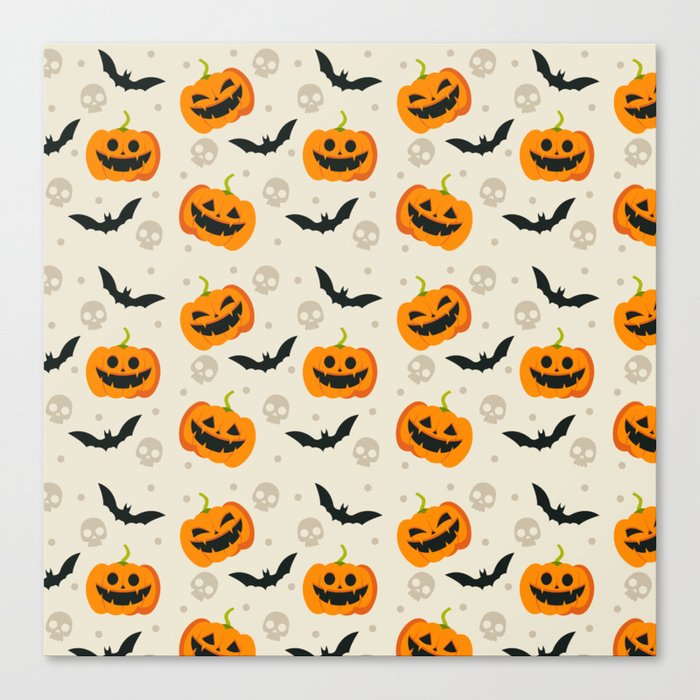 Halloween Flat Design Pattern Canvas Print