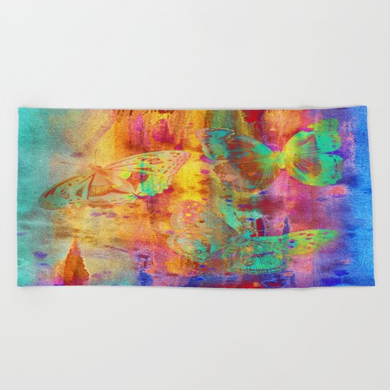 Colorful Butterfles Q Beach Towel