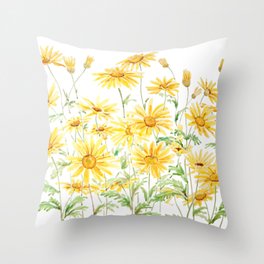 yellow Margaret daisies watercolor  Throw Pillow