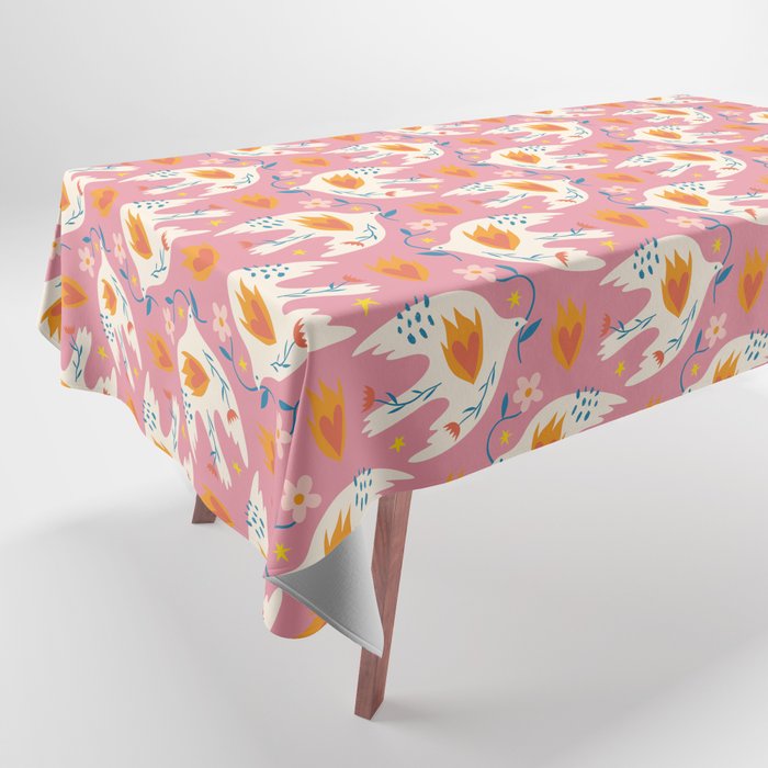 Peace Love Dove Abstract Tablecloth