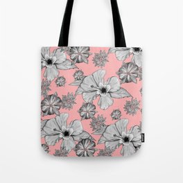 Floral Mood: Grey and Pink Tote Bag