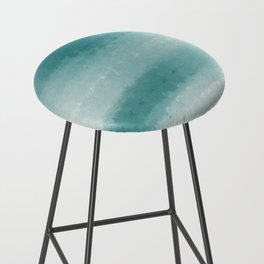 The Call of the Ocean 2 - Minimal Contemporary Abstract - White, Blue, Cyan Bar Stool