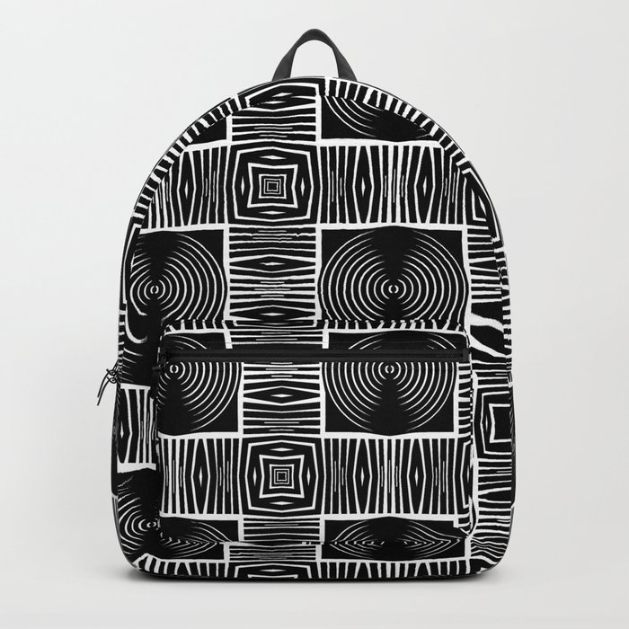 Fenced Coins Tribal-Inspired Pattern Backpack