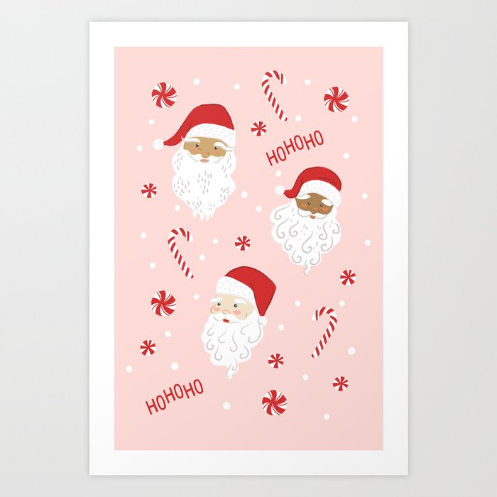 Peppermint Santas Art Print