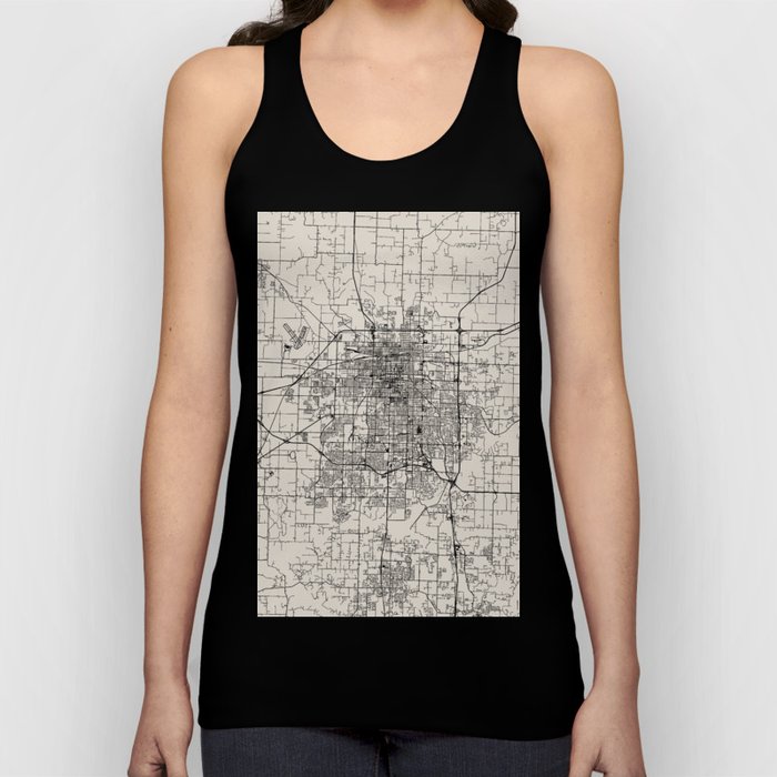 Springfield, Missouri - USA - Black and White Minimal City Map Tank Top