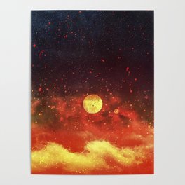 Sunrise to sunset painting on a burning hot summer's night in a very bright and vibrant way Poster