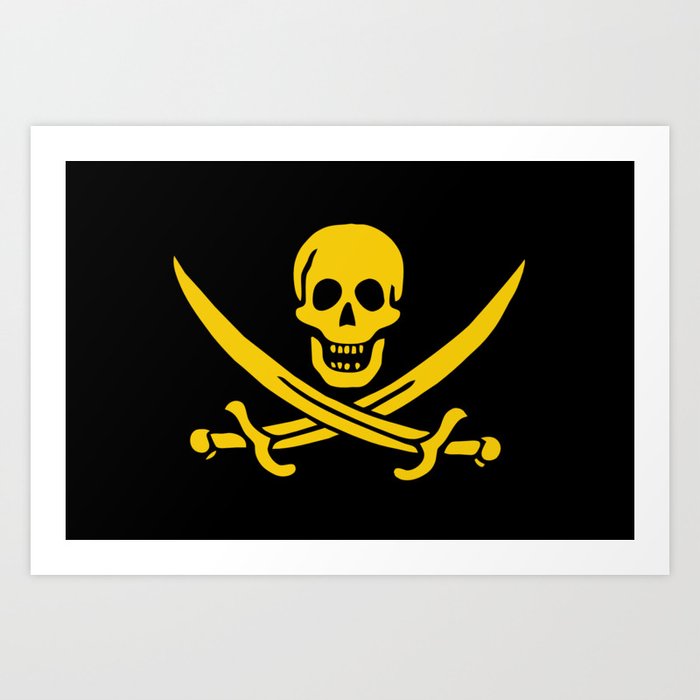 Golden Pirate Flag Art Print by ARTPICS