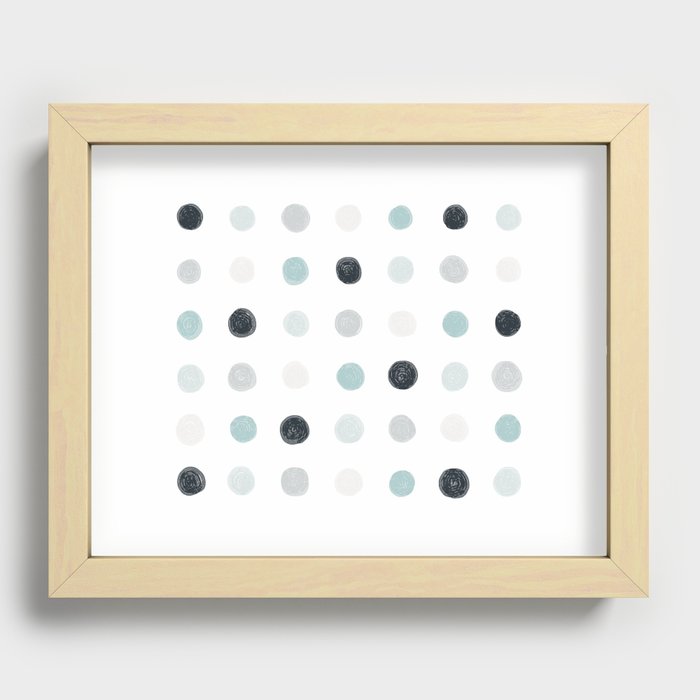 Dots gray blue Recessed Framed Print