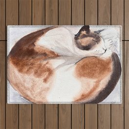 Curled Up Pure Siamese Cat Outdoor Rug