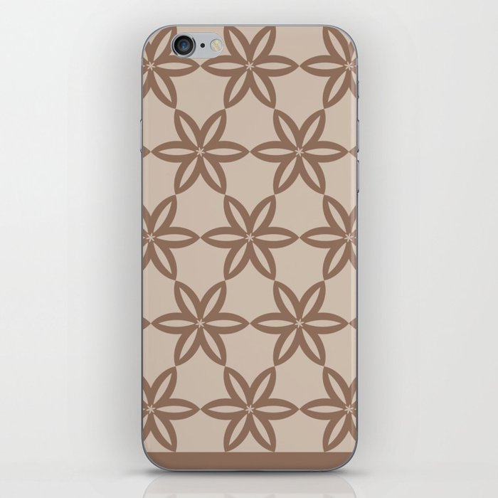 Geometric Flowers Pattern - Brown iPhone Skin