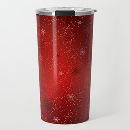 Red Background with Gold Snowflakes Travel Mug
