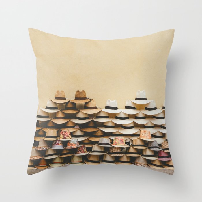Panama Hats in Cartagena, Colombia Throw Pillow