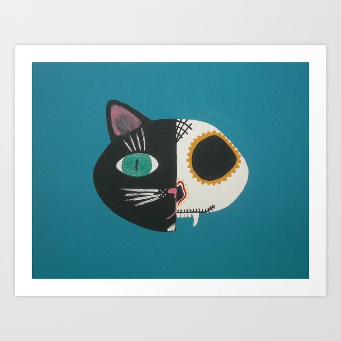 Dia De Los Muertos Cat Art Print By Sapphirestrokes Society6