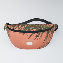 Tropical Tangerine Sunset Over Palm Tree Leaf Fanny Pack