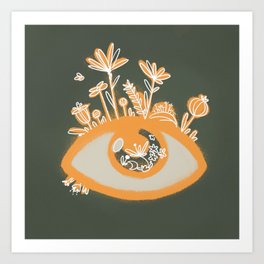 Eye with plants green Art Print