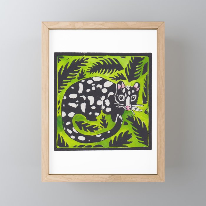 Spotted Tailed Quoll linoprint Framed Mini Art Print