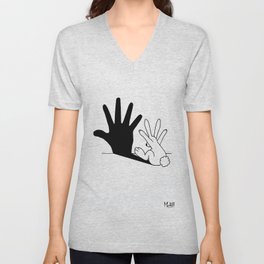 Rabbit Hand Shadow V Neck T Shirt