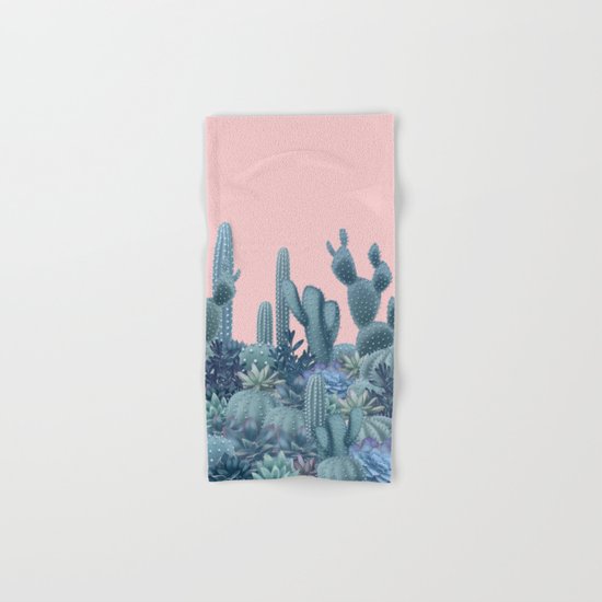 Milagritos Cacti on Rose Quartz Background Hand & Bath Towel