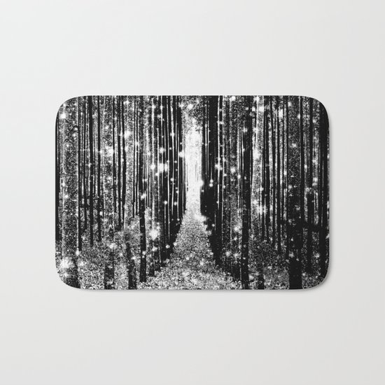 Magical Forest Black White Gray Bath Mat