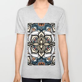 Exotic pattern in blue and white Unisex V-Neck