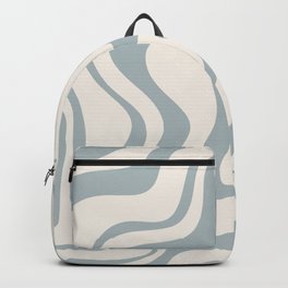 Liquid Swirl Abstract Pattern in Light Blue-Gray and Cream Backpack