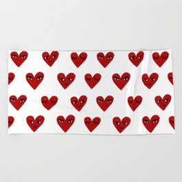 Heart love valentines day gifts hearts with faces cute valentine Beach Towel