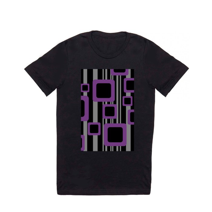 Violet Black Pattern Rectangles #society6  T Shirt