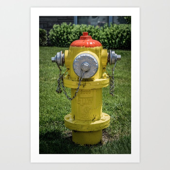 East Jordan Iron Works Orang and Yellow Fire Hydrant Art Print by Enzwell Artworks Society6
