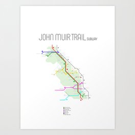 John Muir Trail Subway Map Art Print