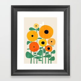 Sunflower and Bee Framed Art Print