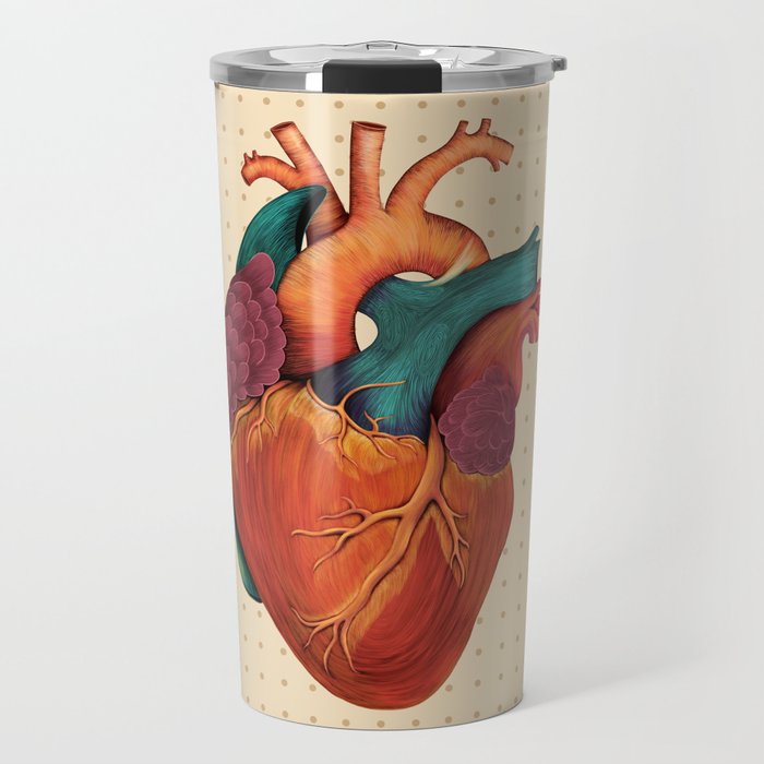 Anatomical Human Heart - Textbook Color Travel Mug