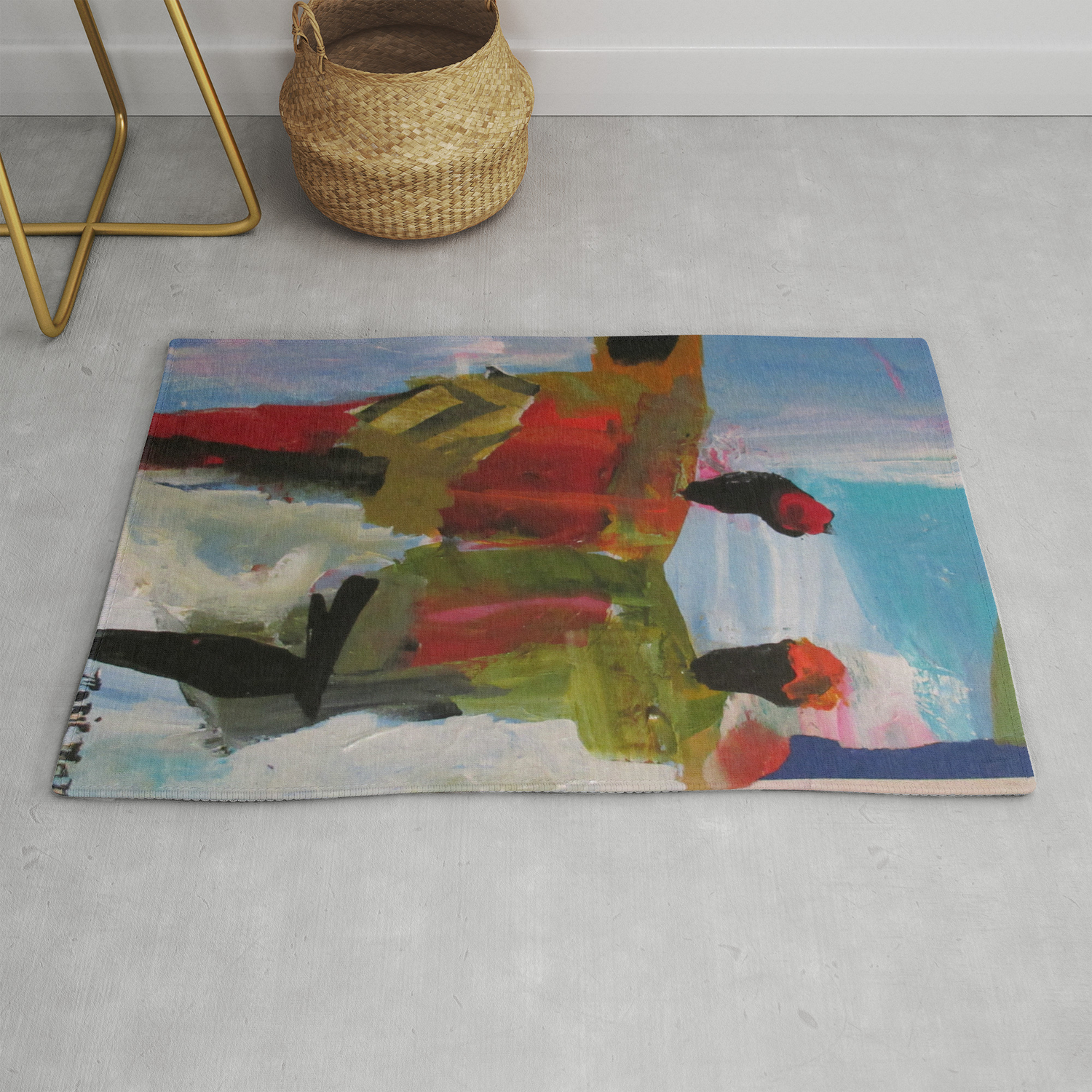 People Figure The World Abstract Art Contemporary Blue Red Green