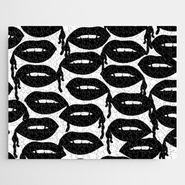 Bloody Lips in Black White Jigsaw Puzzle