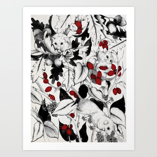3 little Dormice Art Print