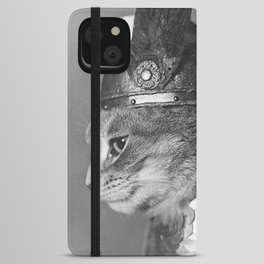 1930 Brunnhilde the Viking Cat humorous funny animal cat portrait black and white photograph - photography - photographs iPhone Wallet Case