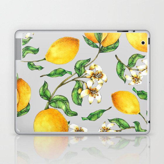 Lemon and floral pattern Laptop & iPad Skin