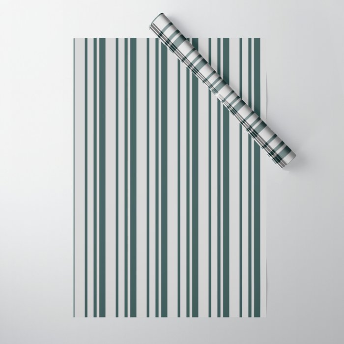 Light Grey & Dark Slate Gray Colored Lines/Stripes Pattern Wrapping Paper