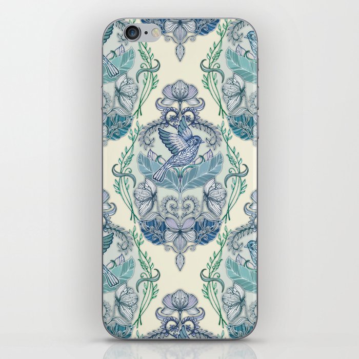 Not Even a Sparrow - hand drawn vintage bird illustration pattern iPhone Skin