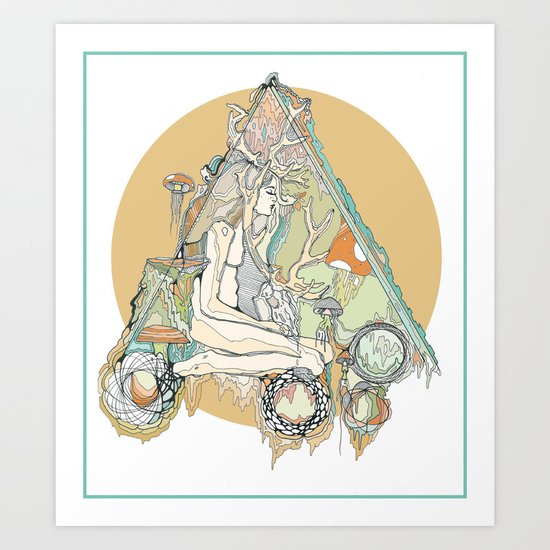 orange mushroom Art Print