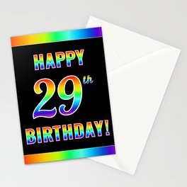 [ Thumbnail: Fun, Colorful, Rainbow Spectrum “HAPPY 29th BIRTHDAY!” Stationery Cards ]