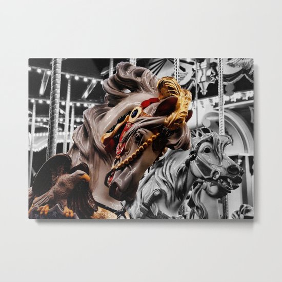 Color Black horses Metal Print