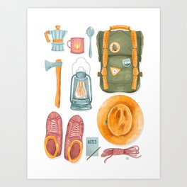 Camping Illustration by Cindy Rose Studio Art Print