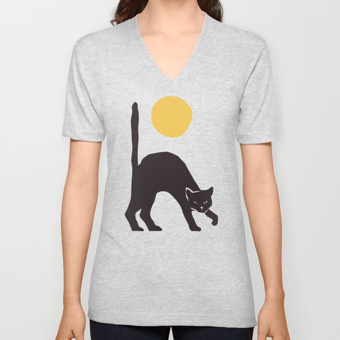 Angry Cat V Neck T Shirt