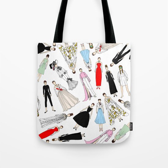 Outfits of Audrey Hepburn Fashion (White) Tote Bag