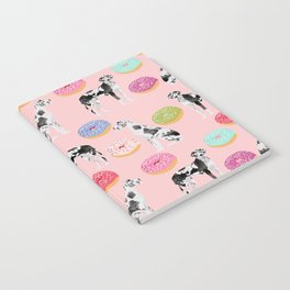Great Dane donuts food lover dog person pet portrait by pet friendly dog breeds Notebook