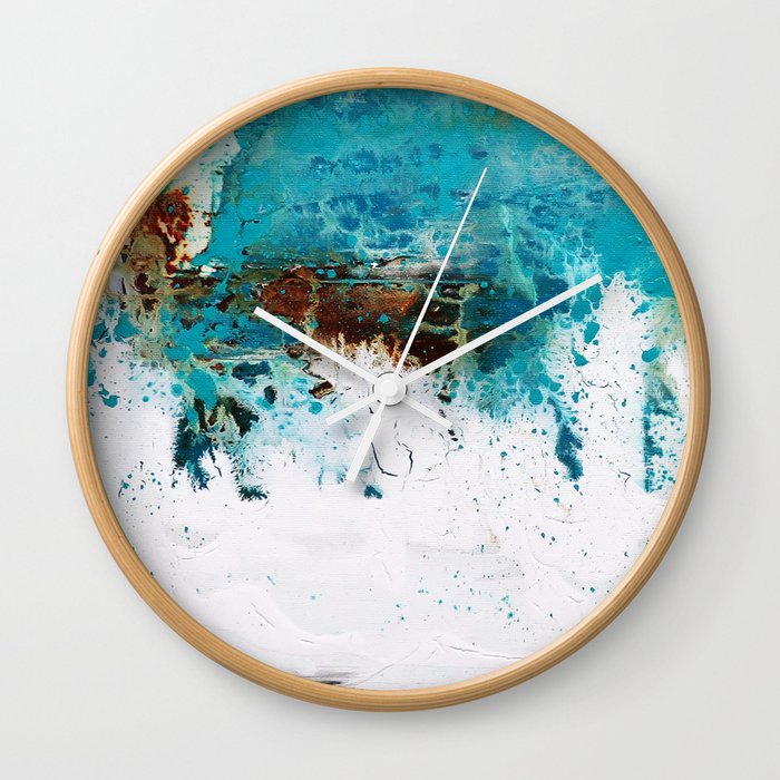 Teal brown art by Matt LeBlanc Art Wall Clock