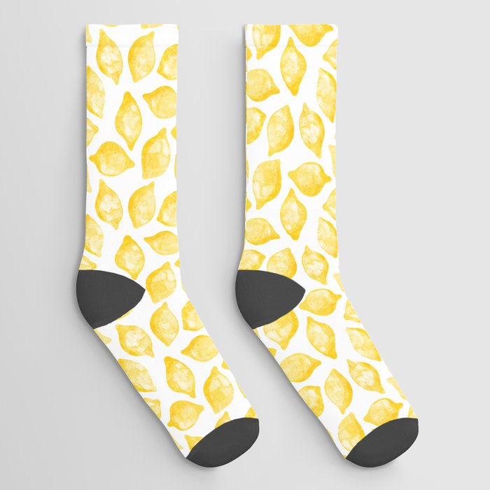 Lemons Watercolor Socks