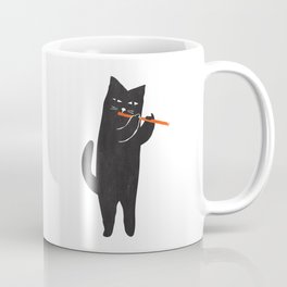 Black cat with flute Mug